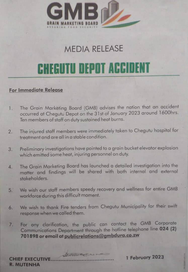 Chegutu Depot Accident Media Release
